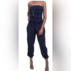 Gigi Moda Elegant Black Ruffled ELBA Jumpsuit Italy